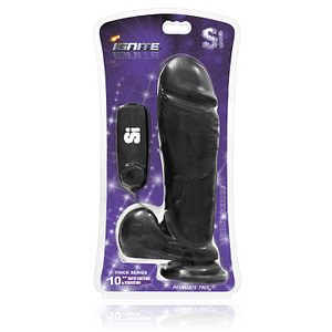 Thick Vibrating Cock w/ Balls and Suction Black